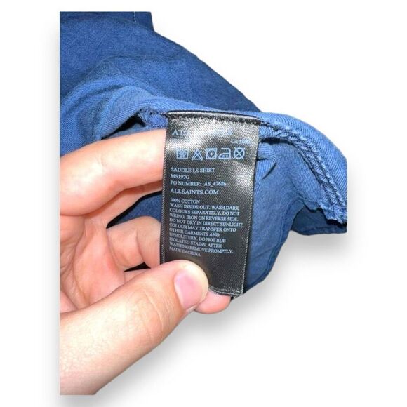 All Saints Blue Casual Button Down Shirt - Picture 8 of 9